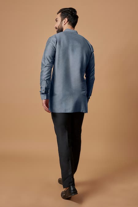 Bubber Couture Avi Cotton Silk Pintuck Shirt Kurta 