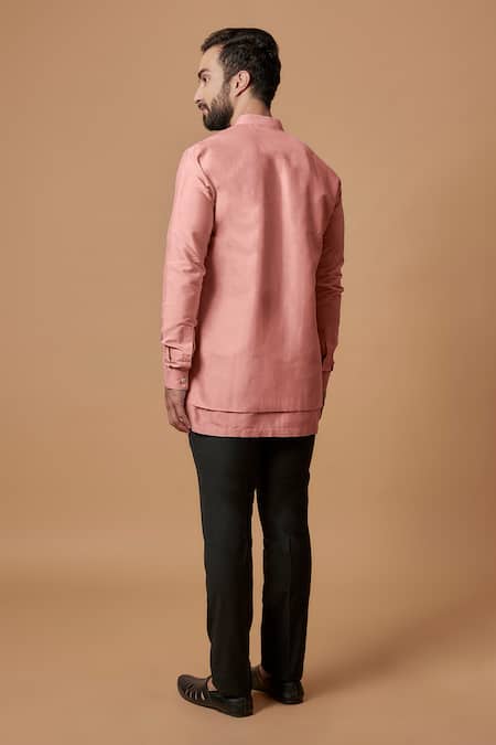 Shop Bubber Couture Pink Cotton, Silk Devansh Pintuck Kurta at Aza Fashions Shop_Bubber Couture_Pink Cotton, Silk Devansh Pintuck Kurta _at_Aza_Fashions