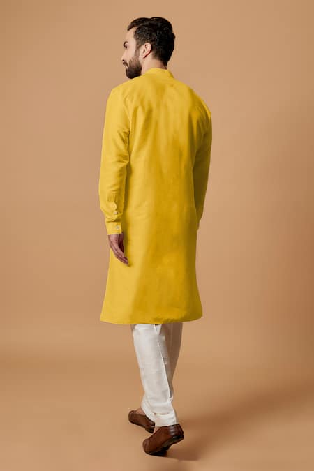 Shop Bubber Couture Yellow Cotton, Silk Divij Kurta Set at Aza Fashions Shop_Bubber Couture_Yellow Cotton, Silk Divij Kurta Set _at_Aza_Fashions