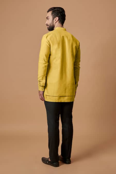 Shop Bubber Couture Yellow Cotton, Silk Ehsaan Shirt Kurta at Aza Fashions Shop_Bubber Couture_Yellow Cotton, Silk Ehsaan Shirt Kurta _at_Aza_Fashions