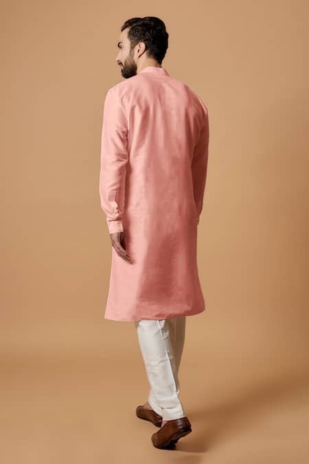 Shop Bubber Couture Pink Cotton, Silk Kairav Solid Kurta Set at Aza Fashions Shop_Bubber Couture_Pink Cotton, Silk Kairav Solid Kurta Set _at_Aza_Fashions