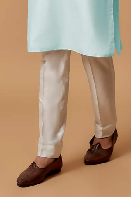 Bubber Couture_Blue Cotton, Silk Rishi Straight Kurta Set _Online_at_Aza_Fashions