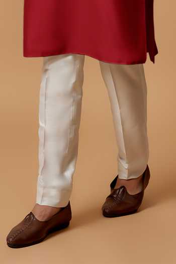 Bubber Couture Red Cotton, Silk Rudra Straight Kurta Set Online at Aza Fashions Bubber Couture_Red Cotton, Silk Rudra Straight Kurta Set _Online_at_Aza_Fashions