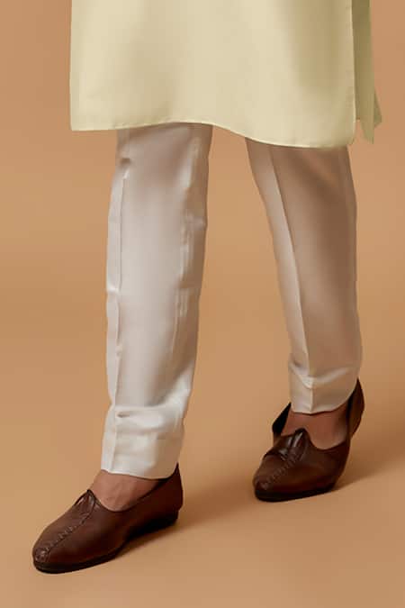 Bubber Couture_Beige Cotton, Silk Savar Straight Kurta Set _Online_at_Aza_Fashions