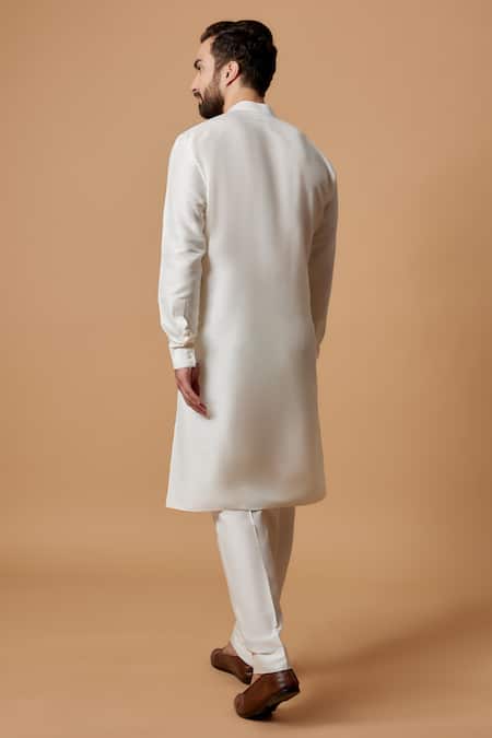 Shop Bubber Couture Off White Cotton, Silk Shiv Straight Kurta Set at Aza Fashions Shop_Bubber Couture_Off White Cotton, Silk Shiv Straight Kurta Set _at_Aza_Fashions