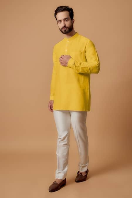 BUBBER COUTURE Shlok Pintucked Mandarin Collar Kurta 