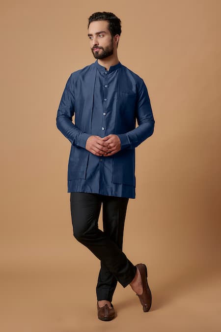 BUBBER COUTURE Zeshan Plain Layered Short Kurta 