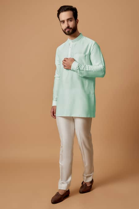 BUBBER COUTURE Ryan Pintucked Mandarin Collar Kurta 