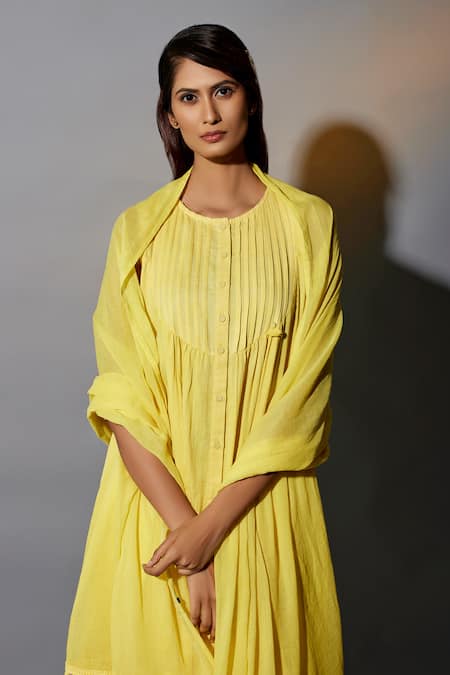 Buy JAYATI GOENKA Yellow , Satin Lace Round Neck Border Embellished Anarkali Set Online at Aza Fashions Buy_JAYATI GOENKA_Yellow , Satin Lace Round Neck Border Embellished Anarkali Set _Online_at_Aza_Fashions