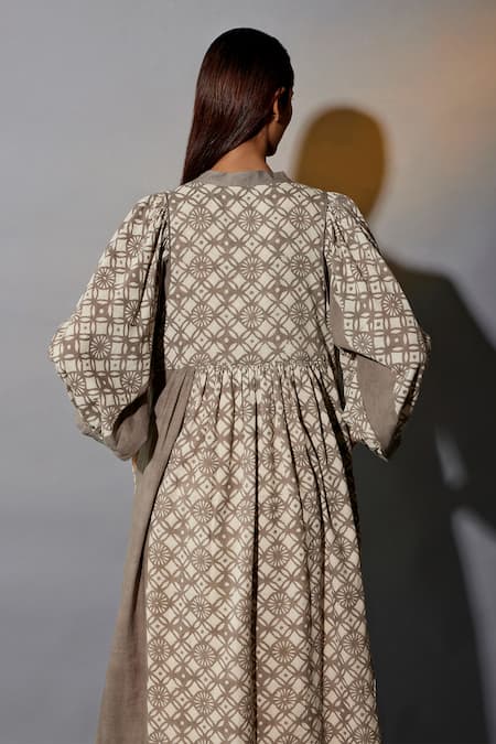 Buy JAYATI GOENKA Brown , Satin Embroidery Mandarin Collar Printed Overlay Pant Set Online at Aza Fashions Buy_JAYATI GOENKA_Brown , Satin Embroidery Mandarin Collar Printed Overlay Pant Set _Online_at_Aza_Fashions