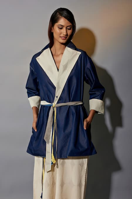 Buy JAYATI GOENKA Beige , Satin Diamond Hand Block Print Jacket And Trouser Set Buy_JAYATI GOENKA_Beige , Satin Diamond Hand Block Print Jacket And Trouser Set