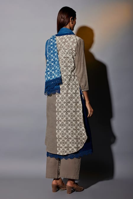 JAYATI GOENKA Printed High Low Jacket Kurta Set 