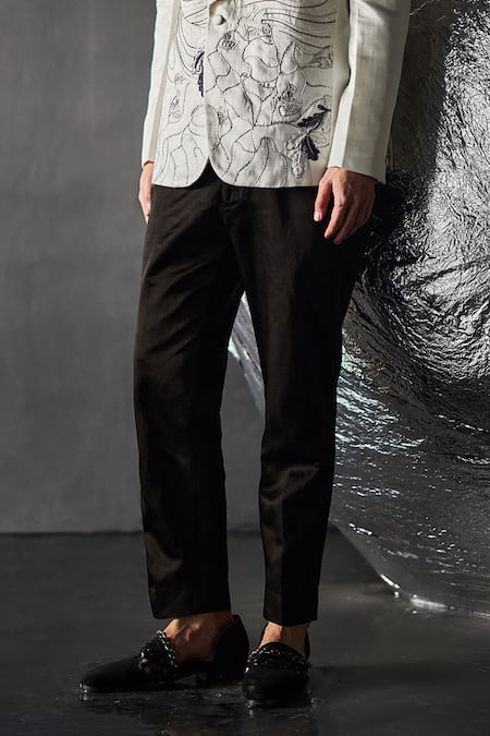 Jatin Malik White Linen, Silk Beads Glitter Comp Zari Embroidered Blazer Trouser Set Online at Aza Fashions Jatin Malik_White Linen, Silk Beads Glitter Comp Zari Embroidered Blazer Trouser Set _Online_at_Aza_Fashions