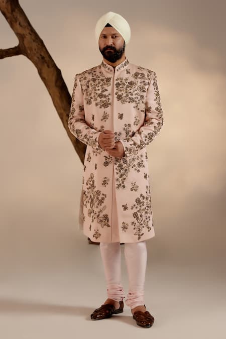 Jatin Malik Zari & Resham Bloom Work Sherwani Set 