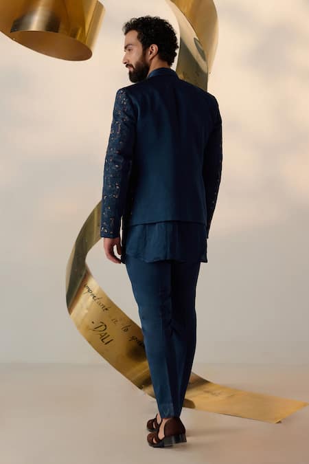 Jatin Malik Jamawar Embroidered Jacket & Kurta Set 
