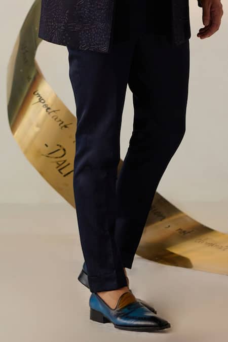 Jatin Malik Blue Linen, Silk Embroidery Celestial Ditsy Floral Bandhgala Set Online at Aza Fashions Jatin Malik_Blue Linen, Silk Embroidery Celestial Ditsy Floral Bandhgala Set _Online_at_Aza_Fashions