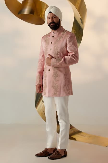 Jatin Malik Roseate Embroidered Bandhgala Set 