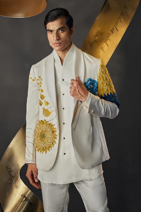 Jatin Malik Petals Gala Embellished Sunflower Overshirt & Pant Set 