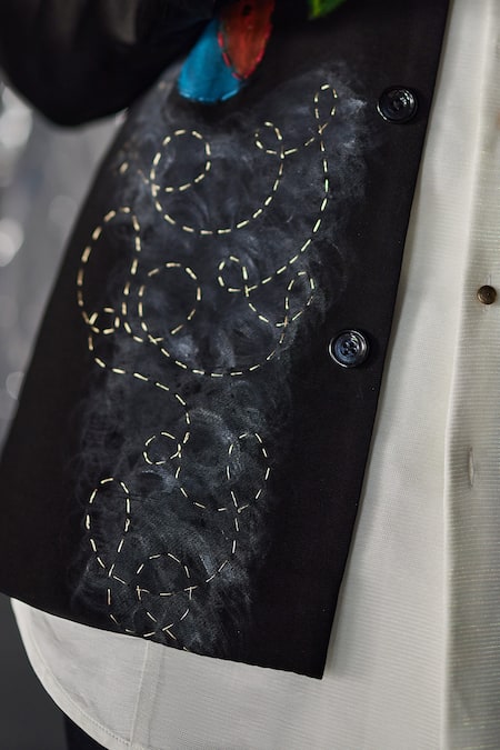 Buy Jatin Malik Black Modal, Rayon Embroidery Carnival Hand Painted Overshirt And Pant Set Online at Aza Fashions Buy_Jatin Malik_Black Modal, Rayon Embroidery Carnival Hand Painted Overshirt And Pant Set _Online_at_Aza_Fashions