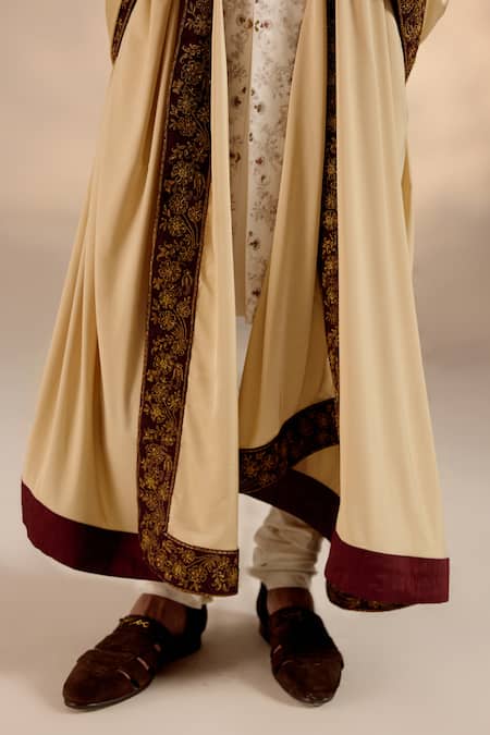 Buy_Jatin Malik_White Linen, Silk Embroidery Sherwani Set _Online_at_Aza_Fashions