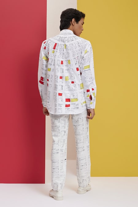 Shop_Nautanky_White Polyester Quad Printed Shirt _at_Aza_Fashions