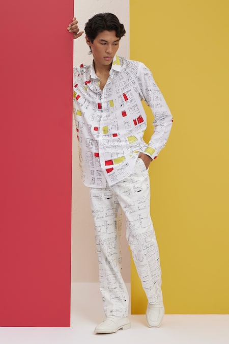 Buy_Nautanky_White Polyester Quad Printed Shirt _Online_at_Aza_Fashions