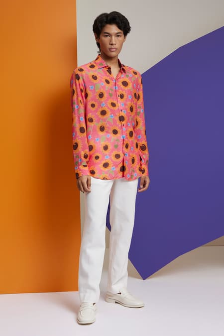 Nautanky Pink Cotton Embroidery Quick Update Printed Shirt Online at Aza Fashions Nautanky_Pink Cotton Embroidery Quick Update Printed Shirt _Online_at_Aza_Fashions