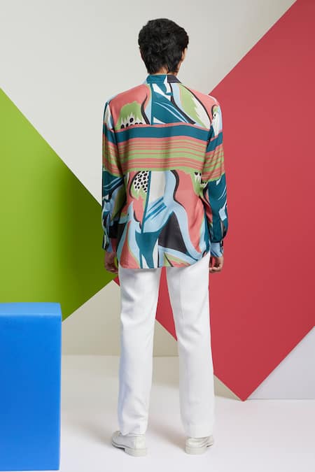 Shop_Nautanky_Blue Cotton Stop And Stare Printed Shirt _at_Aza_Fashions