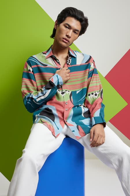 Buy_Nautanky_Blue Cotton Stop And Stare Printed Shirt 