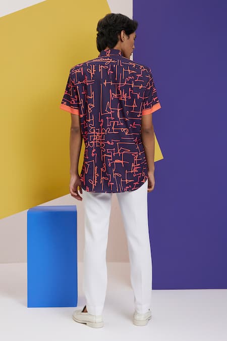 Shop_Nautanky_Blue Polyester Tahiti Printed Shirt _at_Aza_Fashions