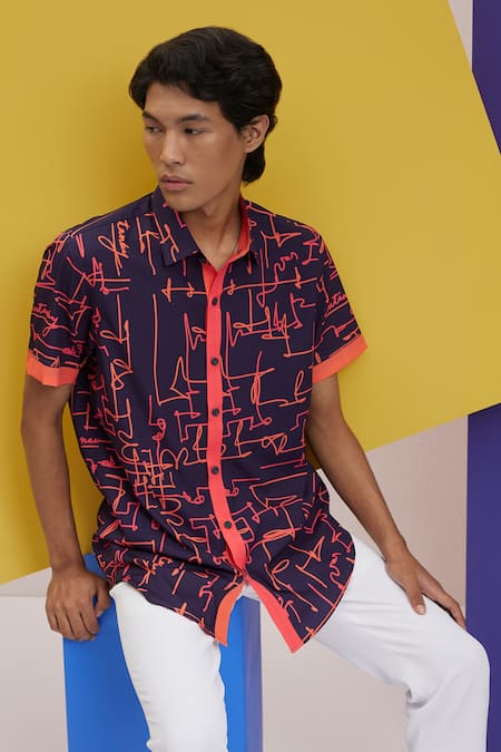 Buy_Nautanky_Blue Polyester Tahiti Printed Shirt _Online_at_Aza_Fashions