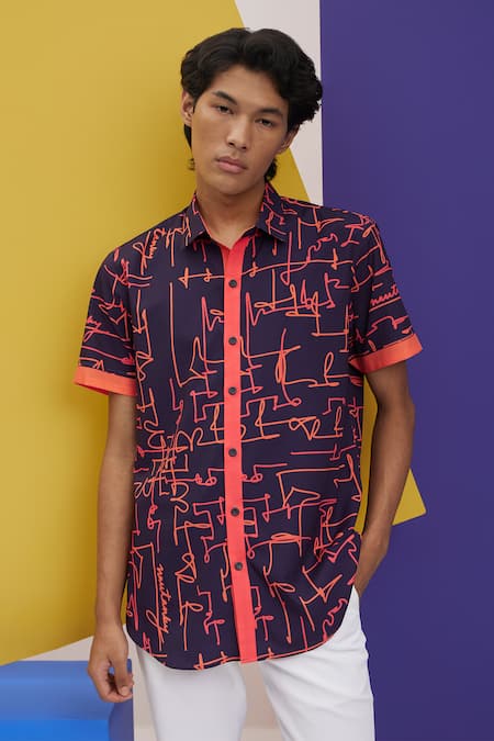 Shop_Nautanky_Blue Polyester Tahiti Printed Shirt _Online_at_Aza_Fashions