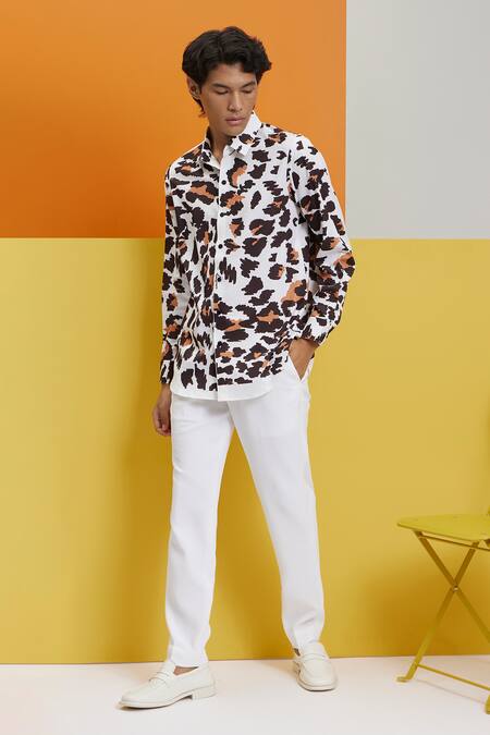 Nautanky_White Polyester Virgin Printed Shirt _Online_at_Aza_Fashions