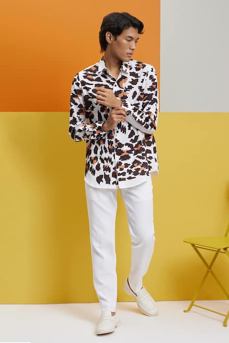 Buy_Nautanky_White Polyester Virgin Printed Shirt _Online_at_Aza_Fashions