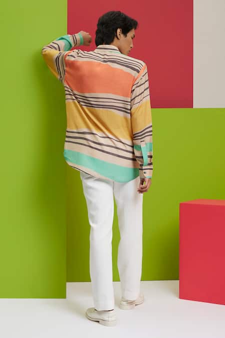 Shop Nautanky Multi Color Cotton Bright Aura Printed Shirt at Aza Fashions Shop_Nautanky_Multi Color Cotton Bright Aura Printed Shirt _at_Aza_Fashions