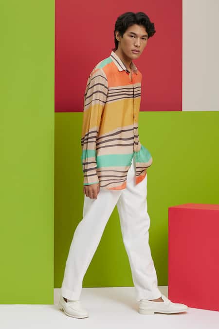 Nautanky Multi Color Cotton Bright Aura Printed Shirt Online at Aza Fashions Nautanky_Multi Color Cotton Bright Aura Printed Shirt _Online_at_Aza_Fashions