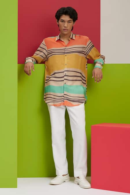 Buy Nautanky Multi Color Cotton Bright Aura Printed Shirt Online at Aza Fashions Buy_Nautanky_Multi Color Cotton Bright Aura Printed Shirt _Online_at_Aza_Fashions