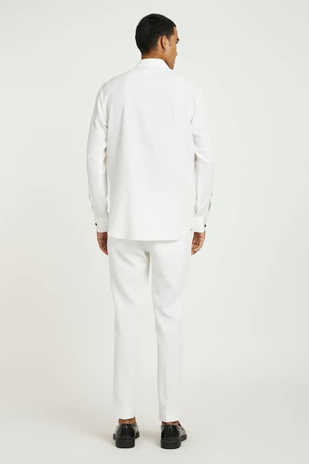 Shop_Nautanky_White Cotton Echoing Roar Printed Camo Shirt _at_Aza_Fashions