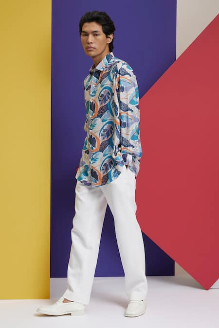 Buy Nautanky Ivory Cotton Goan Tropical Print Shirt Online at Aza Fashions Buy_Nautanky_Ivory Cotton Goan Tropical Print Shirt _Online_at_Aza_Fashions