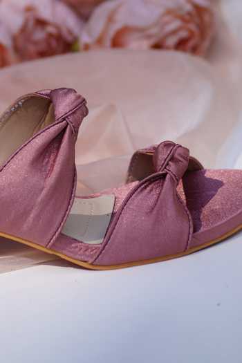Shradha Hedau Footwear Couture Pink Bows Anastasia Tie-up Detail Heels Online at Aza Fashions Shradha Hedau Footwear Couture_Pink Bows Anastasia Tie-up Detail Heels _Online_at_Aza_Fashions
