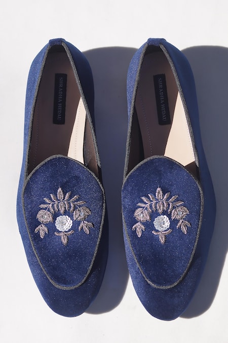 Shop Shradha Hedau Footwear Couture Blue Duke Embellished Shoes at Aza Fashions Shop_Shradha Hedau Footwear Couture_Blue Duke Embellished Shoes _at_Aza_Fashions