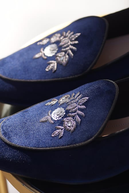 Shradha Hedau Footwear Couture Blue Duke Embellished Shoes Online at Aza Fashions Shradha Hedau Footwear Couture_Blue Duke Embellished Shoes _Online_at_Aza_Fashions