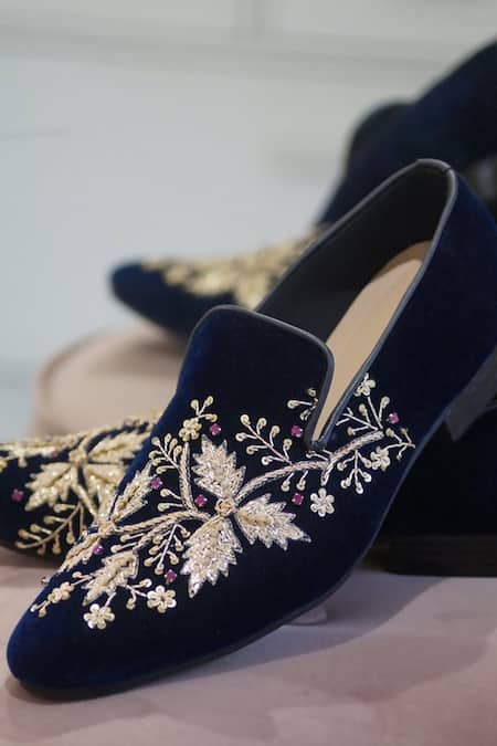 Shop_Shradha Hedau Footwear Couture_Black Louise Embroidered Shoes  _Online_at_Aza_Fashions