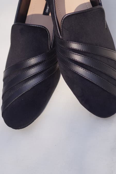 Shradha Hedau Footwear Couture_Black Christian Stripe Detail Moccasin  _Online_at_Aza_Fashions