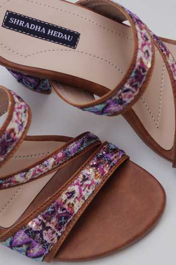 Shradha Hedau Footwear Couture Brown Embroidery, Sequins Annette Heels Online at Aza Fashions Shradha Hedau Footwear Couture_Brown Embroidery, Sequins Annette Heels _Online_at_Aza_Fashions