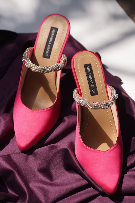 Buy Shradha Hedau Footwear Couture Pink Enora Satin Heels Online at Aza Fashions Buy_Shradha Hedau Footwear Couture_Pink Enora Satin Heels _Online_at_Aza_Fashions