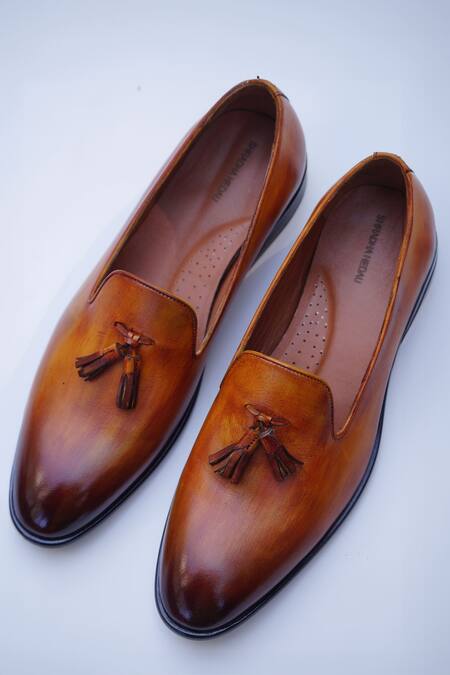 Shradha Hedau Footwear Couture Brown Dario Tassel Detailed Loafers 