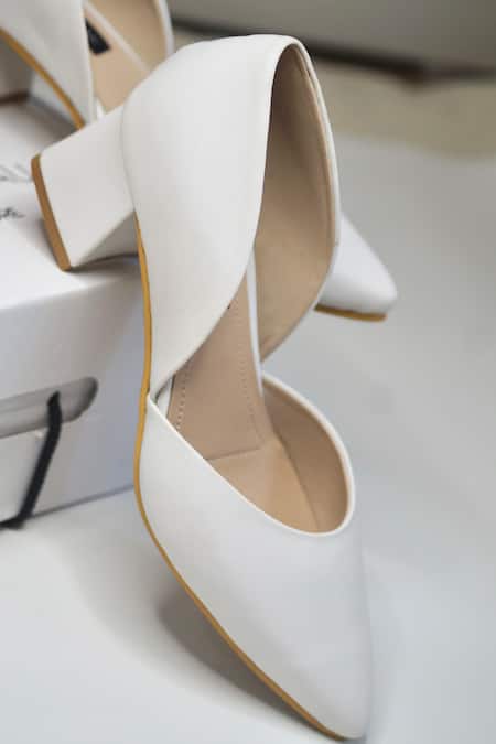 Shradha Hedau Footwear Couture_White Larisa Round Toe Heels _Online_at_Aza_Fashions