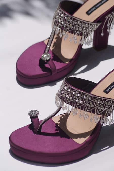 Purple cheap embellished heels