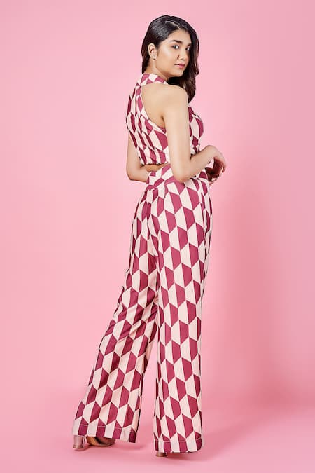 Shop Sammohi By Moksha And Hiral Cream Satin High Neck Daphne Crop Top With Pant at Aza Fashions Shop_Sammohi By Moksha And Hiral_Cream Satin High Neck Daphne Crop Top With Pant _at_Aza_Fashions